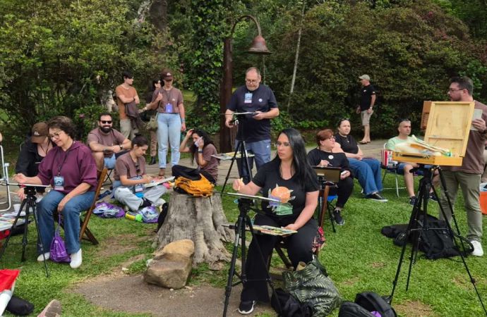 Plein Air RS e Associação Chico Lisboa promovem encontro artístico nos jardins do DMAE